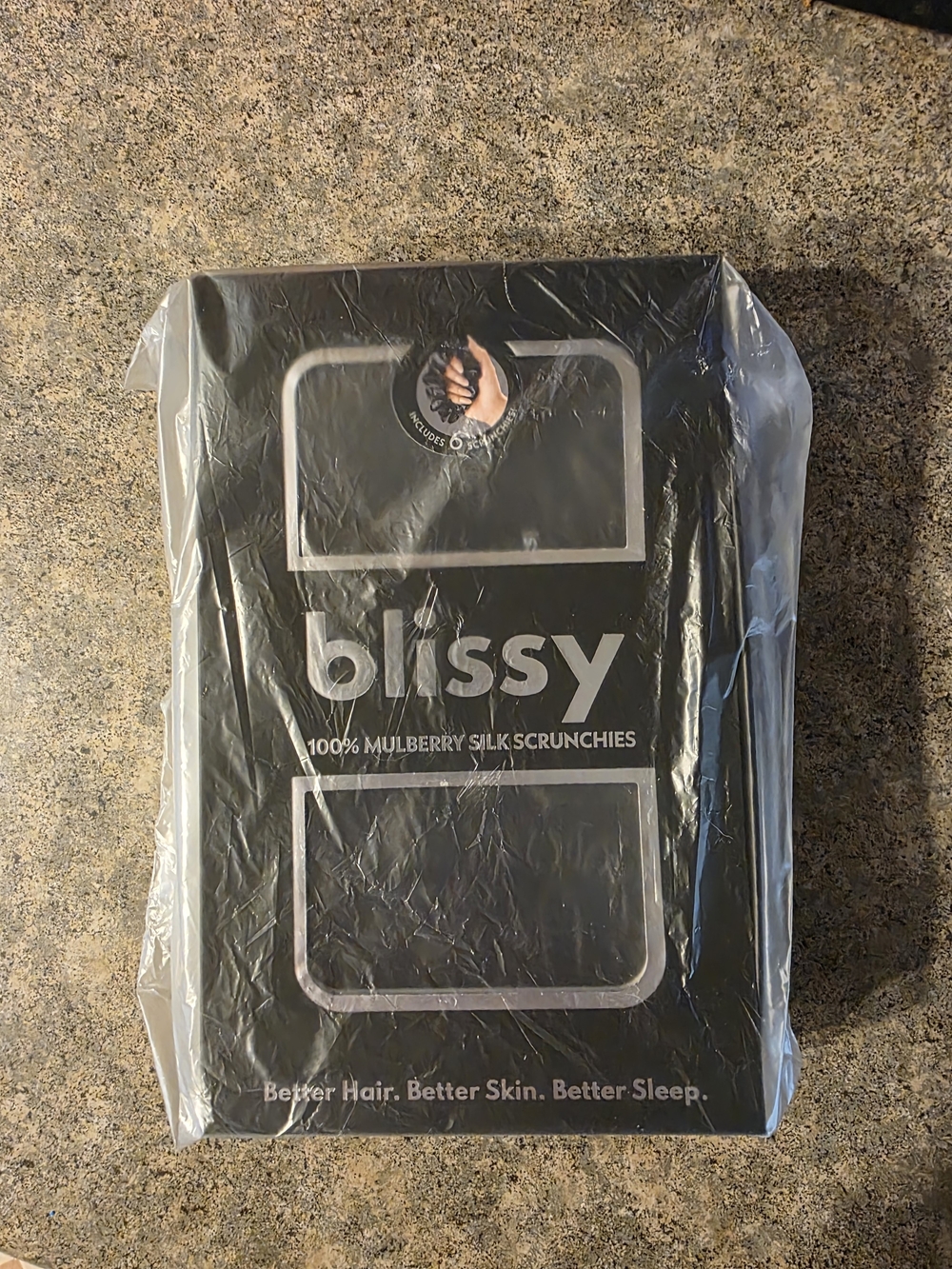 Bliss Black Mulberry Silk Scrunchies Set